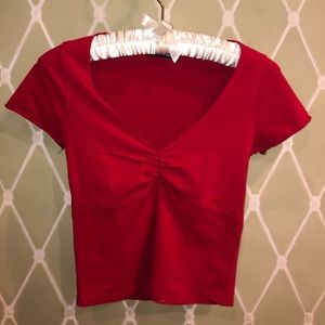 Red Brandy Melville V-Neck Top